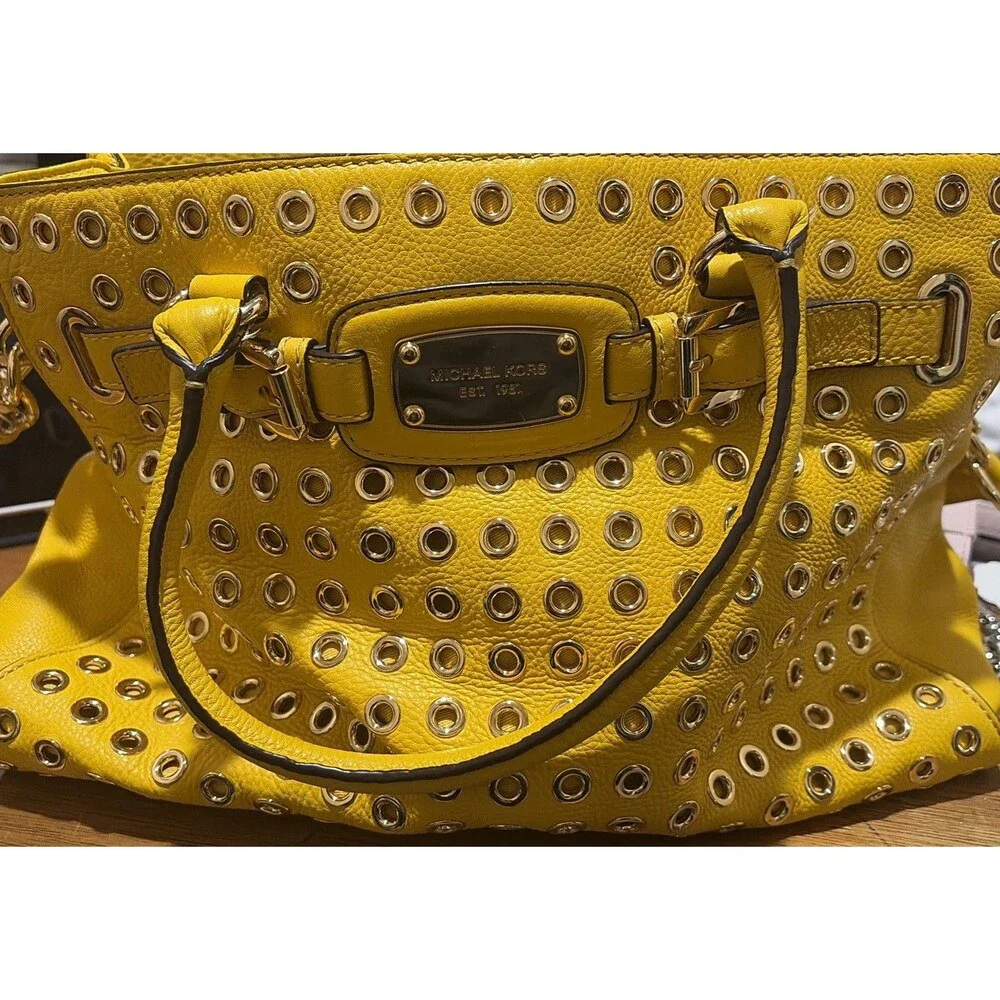 Michael Kors Hamilton Tote Bag, Iconic Yellow W Gold Hardware Satchel Large Tote